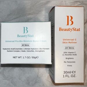 Lot: NEW BeautyStat 1: Universal C Skin Refiner; 2: Pro-Bio Moisture Boost Cream